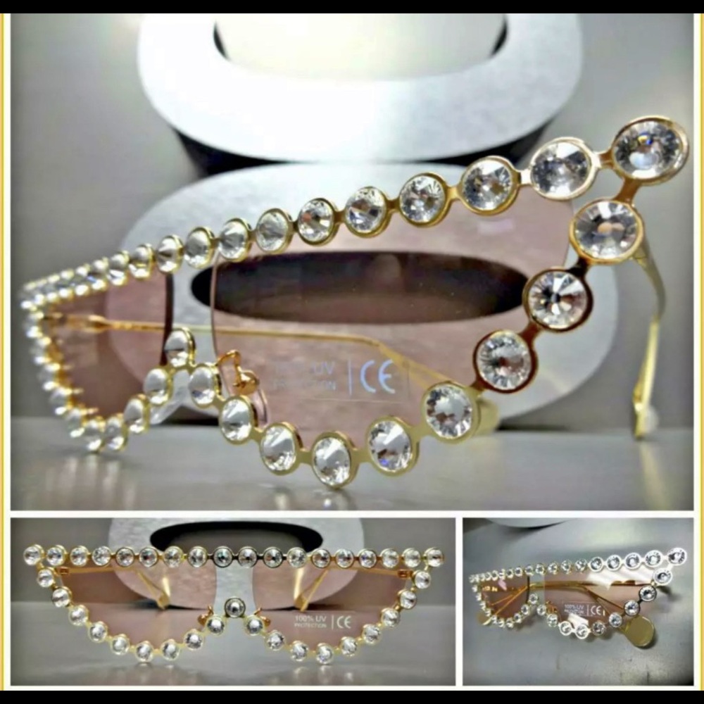 Classy Elegant Retro Cat Eye Bling Sunglasses